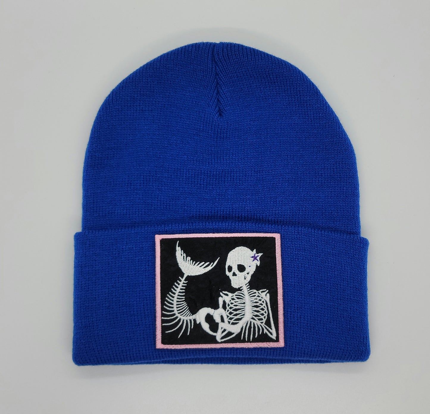 MERMAID SKELETON PATCH /Embroidered Beanie/ Spooky Season Apparel